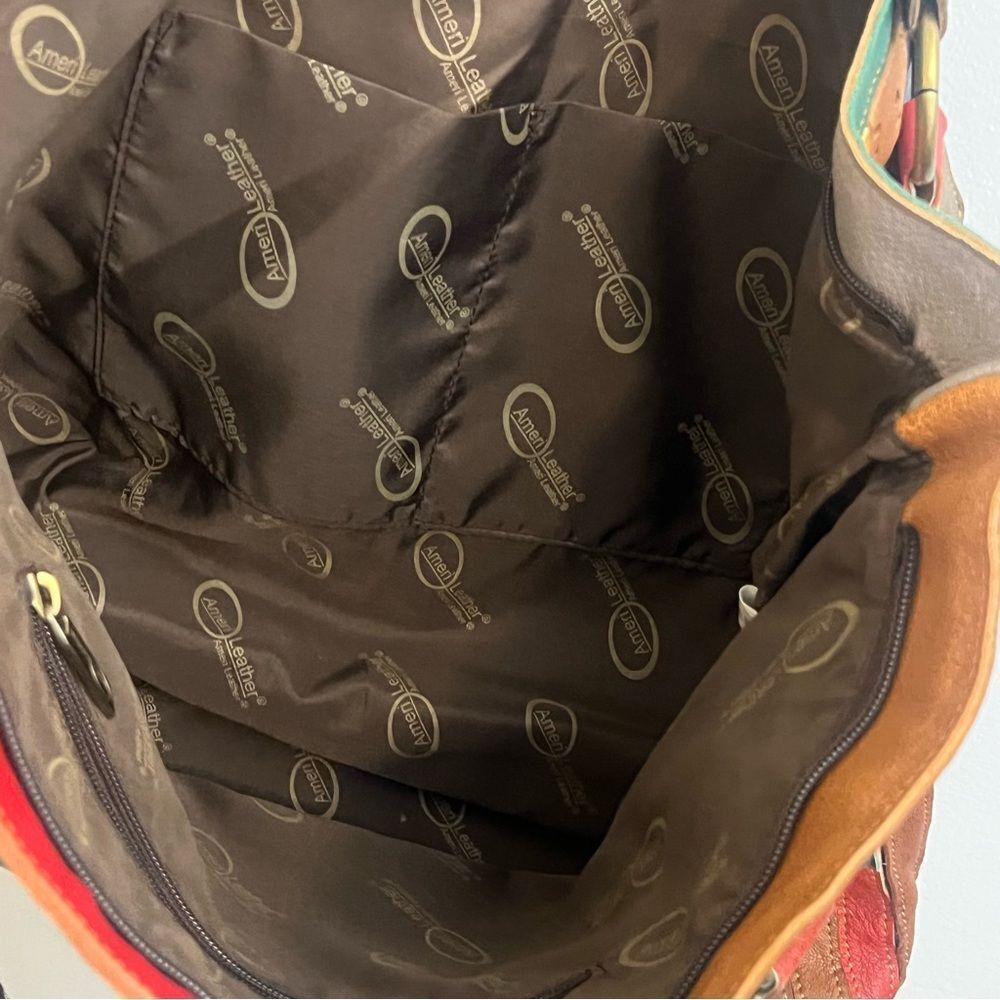AmeriLeather Rainbow Mazy Leather Large Tote - Picture 5 of 5